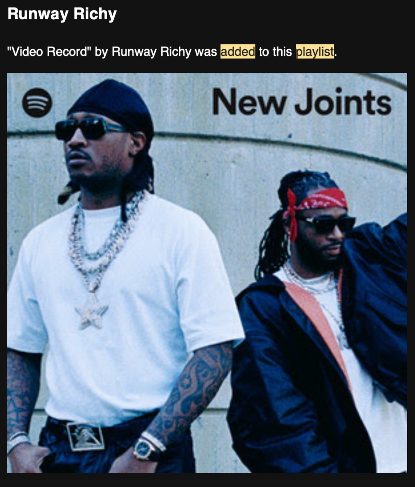 Runway Richy — Video Record was added to this playlist